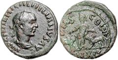 ROMAN COINS RÖMISCHES REICH, Aemilian, 253, AE 25, AN XIV =253, Moesia Superior, Stadt Viminacium. Belorb. Büste r. Rs.Moesia steht l. zwischen Stier und Löwe. 10,6g. ss+/ss Varb.229; RPC 89