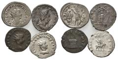 ROMAN COINS RÖMISCHES REICH, Valerian II. als Caesar, 256-258, AR Antoninian, Antiochia. Drap. Büste m. Strahlenkr. r., VALERIANVS NOBIL CAES. Rs.Caesar bekränzt Tropaeum, PRINC IVVENTVTIS. 3,04g. DAZ