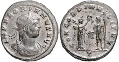 ROMAN COINS RÖMISCHES REICH, Florianus, 276, AE Antoninian, T =Cyzicus . Büste mit Strahlenkrone r. Rs.Victoria bekränzt Kaiser. 3,83g. l.fleckig, f.vz RIC 116