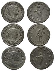 ROMAN COINS RÖMISCHES REICH, Florianus, 276, AE Antoninian, XXIG =Rom. Drap. u. gep. Büste mit Strahlenkrone r. Rs.Aequitas l. stehend, AEQVITAS AVG. (f.vz) 3,92g. DAZU:Ebs., Rs.Kaiser r. stehend, VIR