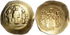 BYZANTINE COINS BYZANTINISCHES REICH, Romanos IV., 1068-1071, AV Histamenon Nomisma, Konstantinopel. Christus in der Mitte krönt Romanos und Kaiserin Eudocia. Rs.Frontal auf Prunksteg stehend Michael 