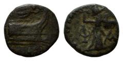 GRIECHISCHE MÜNZEN KLEINASIEN, LYKIEN / Stadt Phaselis, AE 16 (81-27 v.Chr.). Prora einer Galeere r., darüber Nike. Rs.Athena mit Blitz und Schild. 3,03g. f.ss BMC 19.82.18