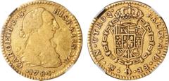 CARLOS III MÉXICO. KM# 118.2 VAR (A&C# 1404 VAR) – Escudo 1784/3 Mo FF, Sin Denominación. NGC VF-Cleaned. - Variedad no listada en "KM" ni en la más reciente publicación de Áureo y Calicó, sin embargo