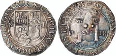 CARLOS Y JUANA CARLOS Y JUANA MÉXICO. KM# UNL (12 por tipo) (A&C# UNCAT) – 2 Reales (1548-1556) oM-L/O. AU.- Segundo tipo. Ceca Mo a la izquierda del escudo, sobre ensayador L/O a la derecha, variedad