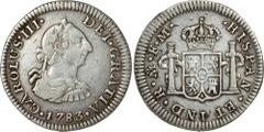 CARLOS III MÉXICO. KM# 69.2 VAR (A&C# 210 UNL) M05-83b VAR – Medio Real 1783 Mo FM. VF.- Variedad con iniciales de ensayador "FM", interesante ya que para este año solo se reportan contados ejemplares