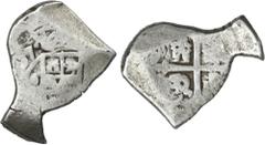 FELIPE V MÉXICO. KM# 40 (A&C# UNL) – 4 Reales (17)07 (Mo J). VG.- Últimos dos dígitos de fecha presentes, solo la pequeña "o" de la marca de ceca Mo es visible, buena parte de cruz en reverso, acuñado