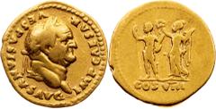 Gold - Ancient Vespasianus, Aureus 69-79, RomeVespasianus, Aureus 69-79, Rome, 7,08 g, Gold, RIC II² 935, Calicó 624; VF Grade: VF
