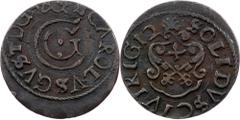 Poland Poland, Solidus 1612, Riga, FORGERYDuchy of Livonia, Gustav II Adolph, Solidus 1612, Riga, FORGERY, 0,547 g, Copper?, toned; EF Grade: EF