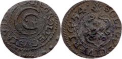 Poland Poland, Solidus 1654, RigaDuchy of Livonia, Carl X Gustav, Solidus 1654, Riga, 0,695 g, Billon, corrosion; F Grade: F