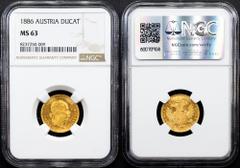 Gold - Habsburg Franz Joseph I., 1 Dukat 1886, ViennaCategory: Gold - Habsburg Country/Region: Austria Ruler/Area: Franz Joseph I. Denomination: 1 Dukat Year: 1886 Mint: Vienna Weight: 3,49 g Material