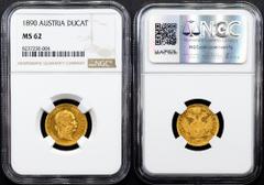 Gold - Habsburg Franz Joseph I., 1 Dukat 1890, ViennaCategory: Gold - Habsburg Country/Region: Austria Ruler/Area: Franz Joseph I. Denomination: 1 Dukat Year: 1890 Mint: Vienna Weight: 3,49 g Material