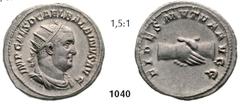 ROMAN IMPERIAL COINAGE -... Balbinus 238 A.D. Antoninianus (5,30g). Av. IMP CAES D CAEL BALBINVS AVG Radiate, draped and cuirassed bust of Balbinus right / Rv. FIDES MVTVA AVGG Two right hands clasped