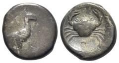 Greek Sicily, Akragas, c. 480/478-470 BC. AR Didrachm (20mm, 8.34g, 12h). Sea eagle standing r. R/ Crab. Westermark, Coinage, Group IV; HGC 2, 99. Good Fine