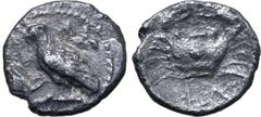 Greek Sicily, Akragas, c. 450-440 BC. AR Litra (9mm, 0.55g, 7h). Sea eagle standing l. on Ionic capital. R/ Crab; ΛI (mark of value) below. Westermark, Coinage 455; SNG ANS 989-95; HGC 2, 121. Near VF