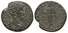Roman Provincial Lydia, Sala. Septimius Severus, 193-211 AD. AE. 7.03 g. 23.40 mm. Alexander, magistrate. Obv: AY K A Λ CEΠ CEOYHPOC. Bust of Septimius Severus, laureate, draped and cuirassed, right. 