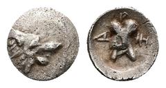 Greek Lycia, Uncertain. AR Hemiobol(?),0.21 g 7.85 mm. 4th century BC. Obv: Head of lion or wolf right Rev: Astragalos; AP-Ñ (in Lycian) around. Ref: Unpublished in the standard references, but cf. Pe