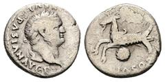 Roman Imperial Titus, AD 79-81. AR, Denarius. 2.89 g. 16.72 mm. Rome. Obv: [IMP TITVS CAES] VESPASIAN AVG P [M]. Head of Titus, laureate, right. Rev: Capricorn left; below globe. Ref: RIC 37; Cohen 29