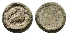 Seals & Weight & Token PB Asia Minor. Byzantine Nomisma Weight (AD 9th–10th centuries) Round in form; stamped on face with circular border enclosing bird to right; plain base. Weight: 4.23 g. Diameter