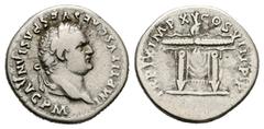 Roman Imperial Titus, AD 79-81. AR, Denarius. 3.22 g. 18.69 mm. Rome. Obv: IMP TITVS CAES VESPASIAN AVG P M. Head of Titus, laureate, right. Rev: TR P IX IMP XV COS VIII P P. Square seat draped, winge