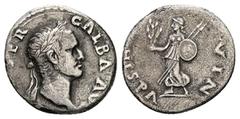 Roman Imperial Galba, AD 68-69. AR, Denarius. 3.03 g. 18.57 mm. Rome. Struck circa July AD 68-January AD 69. Obv: IMP SER GALBA AVG. Head of Galba, laureate, right. Rev: HISPANIA. Hispania, draped, ad