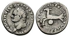 Roman Imperial Titus, AD 79-81. AR, Denarius. 2.90 g. 19.15 mm. Rome. Obv: IMP TITVS CAES VESPASIAN AVG P M. Head of Titus, laureate, left. Rev: TR P VIIII IMP XIIII COS VII P P. Capricorn left; below