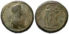 Roman Imperial Commodus, AD 177-192. AE, Medallion. 47.32 g. 38.86 mm. Rome. Obv: IMP CAES L AVREL COMMODVS GERM SARM. Bust of Commodus, laureate, and wearing aegis, right. Rev: TR POT COS. Commodus a