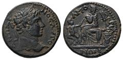 Roman Provincial Phrygia, Amorium. Caracalla, AD 198-217. AE. 8.54 g. 24.63 mm. Obv: ANTΩNЄINOC AYΓO. Laureate head of Caracalla, right. Rev: ΑΜΟΡΙΑΝΩΝ. In centre, Rhea seated, right, head, facing; to