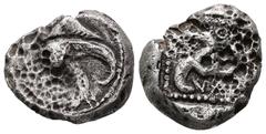 Greek Dynasts of Lycia. Uncertain Dynast (Kuprilli?). Circa 480/70-440/30 BC. AR, Stater. 5.75 g. - 17.28 mm. Uncertain mint. Obv.: Forepart of winged figure. Rev.: Triskeles in dotted square within i