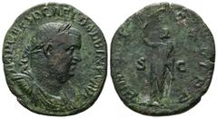 Roman Imperial Balbinus, AD 238. AE, Sestertius. 13.13 g. 30.66 mm. Rome. Obv: IMP CAES D CAEL BALBINVS AVG. Bust of Balbinus, laureate, draped, cuirassed, right. Rev: P M [TR P COS II] P P, S C. Balb