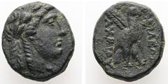 Greek Seleukid Kingdom. ACHAIOS (USURPER, 220-214 BC). AE. 5.82 g. - 17.82 mm. Sardes. Obv.: Laureate head of Apollo right. Rev.: BAΣIΛEΩΣ / AXAIOY. Eagle standing right, with palm frond over shoulder
