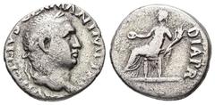 Roman Imperial Vitellius, AD 69, late April-20 December 69. AR, Denarius. 2.87 g. 17.18 mm. Rome. Obv: [A VITELLIVS] GERMI IMP AVG [TR P]. Head of Vitellius, laureate, right. Rev: CONCORDIA [P R]. Con