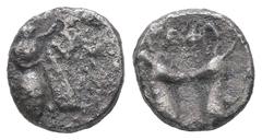 Greek Ionia, Ephesos. AR Diobol, 0.85 g. - 9.85 mm. Circa 390-325 BC. Obv.: E - Φ. Bee. Rev.: EΦ. Confronted heads of stags. Ref.: SNG Kayhan I 208ff (Diobol); SNG von Aulock 1835 (Diobol). Fine / VF.