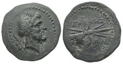 Greek Pisidia, Termessos. AE. 6.33 g. - 23.33 mm. Circa 1st century BC. Obv.: Laureate head of Zeus to right, sceptre behind Rev.: ΤΕΡΜΗΣΣΕΩΝ, winged thunderbolt. Ref.: SNG BnF 2090; SNG von Aulock 44