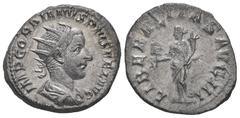 Roman Imperial Gordian III. AD. 238-244. AR Antoninianus. 4.08 g. - 22.73 mm. Rome, struck 240 AD. Obv.: IMP GORDIANVS PIVS FEL AVG. Bust of Gordian III, radiate, draped, cuirassed, right. Rev.: LIBER
