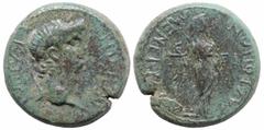Roman Provincial Roman Provincial LYDIA. Maeonia. Nero (54-68AD). Menekratos, magistrate. Obv: ΝΕΡΩΝ ΚΑΙΣΑΡ, laureate head to right Rev: MAIONΩN MENEKPATOYΣ, veiled goddess standing to right, holding 