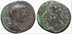 Roman Imperial Roman Imperial Marcus Aurelius (161-180 AD). Rome AE Sestertius (32.5mm 23.55g) Obv: IMP CAES M AVREL ANTONINVS AVG P M Laureate head of Marcus Aurelius to right, with slight drapery ov