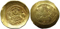 Byzantine Byzantine Michael VII Ducas (1071-1078 AD). Constantinople AV Histamenon Nomisma (29mm 4.45) Obv: +MIX AHΛ RACIΛ O Δ Bust of Michael VII facing, wearing loros and crown with pendilia, holdin