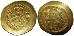 Byzantine Byzantine Michael VII Ducas (1071-1078 AD). Constantinople AV Histamenon Nomisma (27mm 4.41g) Obv: +MIX AHΛ RACIΛ O Δ Bust of Michael VII facing, wearing loros and crown with pendilia, holdi