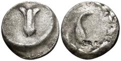 Greek Judaea or Cilicia, Jerusalem (?). (circa 132-13 BC) AR Hemidrachm 13.1mm 1.9g) Obv: Lily; dotted border. Rev. Uncertain object (possibly a wine flask, a musical instrument, or a gourd used as a 