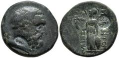 Greek LYDIA. Magnesia ad Sipylum. (2nd-1st century BC) AE Bronze (24.6mm 10.37g) Obv: Laureate head of Herakles to right; c/m: club Rev: Athena standing front, head to left, holding Nike in her right 