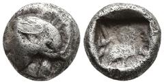 Greek DYNASTS of LYCIA. Uncertain mint. Kherei (440-410 BC). AR Obol (8mm 0.62g) Obv: Helmeted head of Athena left Rev: Rev: Head of Kherei right, wearing kyrbasia; within incuse circle.