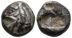 Greek IONIA. Phokaia. (Circa 521-478 BC). AR Hemidrachm or Triobol (9,5mm 1,63g) Obv: Head of griffin left. Rev: Rough incuse square. SNG Keckman 300; SNG von Aulock 2116
