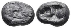 Greek KINGS of LYDIA. Kroisos. (Circa 561-546 BC). Sardes AR 1/3 Stater (13,7mm 3,5g) Obv: Confronted foreparts of lion to right and bull to left Rev: Two irregular incuse squares. GRPC Lydia S5; Berk