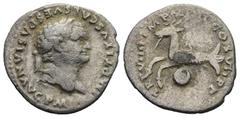 Roman Imperial Titus (AD 79-81). Rome AR Denarius (19,3mm 2,86g) Obv: IMP TITVS CAES VESPASIAN AVG P M. Laureate head of Titus to right. Rev: TR P VIIII IMP XIIII COS VII P P. Capricorn left, atop cel
