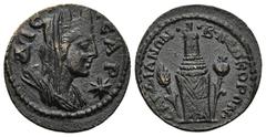Roman Provincial LYDIA. Sardes. Pseudo-autonomous issue. Time of Elagabalus (218-222 AD) AE Bronze (18,9mm 2,8g) Obv: ϹΑΡΔΙϹ. Turreted, veiled and draped bust of Tyche to right; star in right field Re