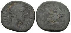 Roman Imperial Divus Marcus Aurelius (died AD 180). Rome, struck under Commodus, 180. AE Sestertius (30,9mm 22,6g) Obv: DIVVS M ANTONINVS PIVS. Bare head of Divus Marcus Aurelius to right. Rev: CONSEC