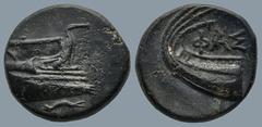 Greek LYCIA, Phaselis. (Circa 250-210 BC) AE Bronze (16,7mm 4,3g) Obv: Prow of a galley right Rev: ΦAΣ, stern of galley right. Heipp-Tamer B26 var. (stern left); SNG Copenhagen 123 var. (same); BMC Ly