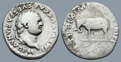 Roman Imperial Titus (AD 79-81). Rome AR Denarius (17,3mm 2,8g) Obv: IMP TITVS CAES VESPASIAN AVG P M. Head of Titus, laureate, right. Rev: TR P IX IMP XV COS VIII P P. Elephant, cuirassed, left. RIC 