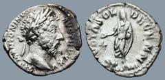 Roman Imperial Marcus Aurelius (AD 161-180). Rome AR Denarius (18,8mm 3,2g) Obv: IMP M ANTONINVS AVG TR P XXV. Laureate head of Marcus Aurelius to right. Rev: VOTA SOL DECENN / COS III. Marcus Aureliu