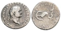 Roman Imperial Roman Imperial Coins TITUS (Caesar, 69-79). Denarius. Rome. 3 g. 18,4 mm. Obv: IMP TITVS CAES VESPASIAN AVG P M. Laureate head right. Rev: TR P IX IMP XV COS VIII P P. Dolphin coiled ar